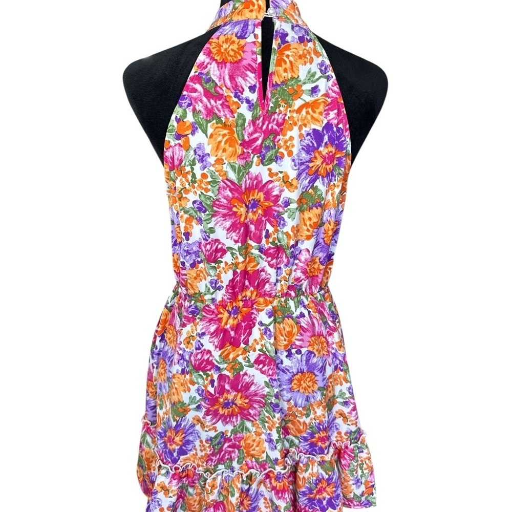Shein Multicolor Floral Halter Mini Dress Size M - Picture 4 of 9